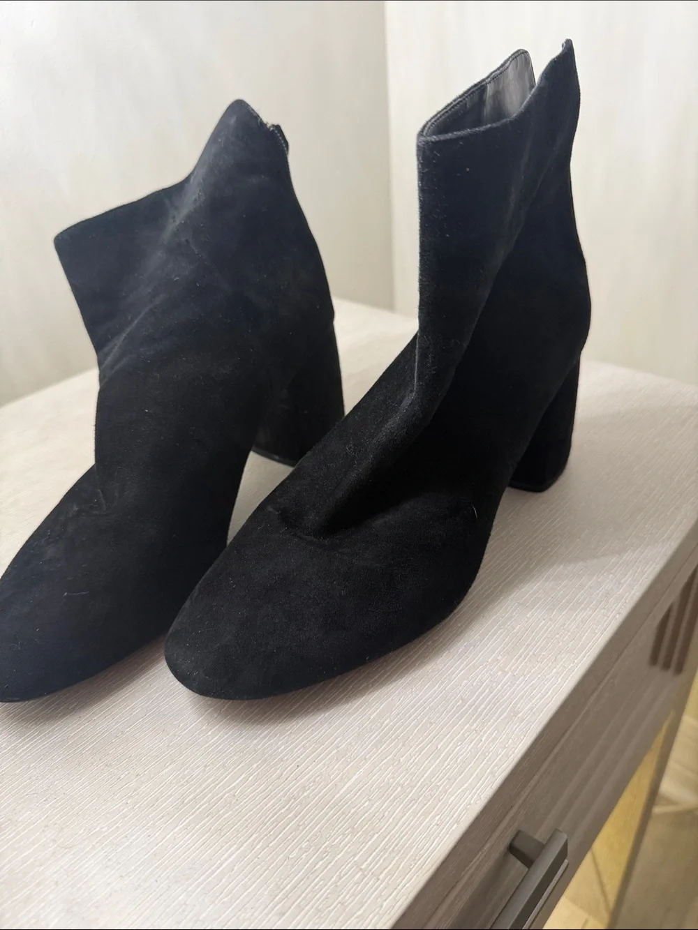 Gianni Bini Black Suede Ankle Booties with Block Heel